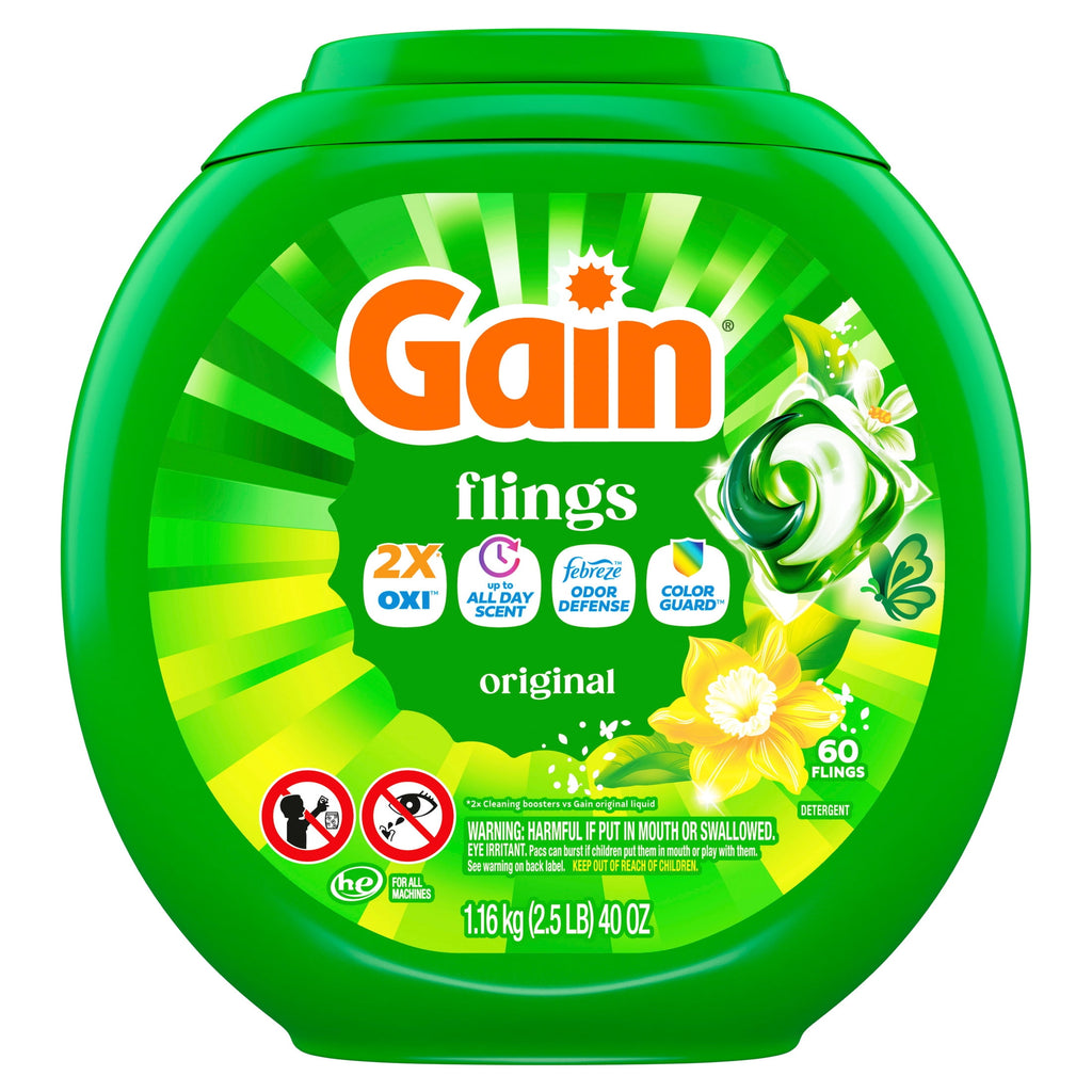 Gain Flings 4-in-1 Oxi Boost Febreze Laundry Detergent Pacs Original Scent 60 Count