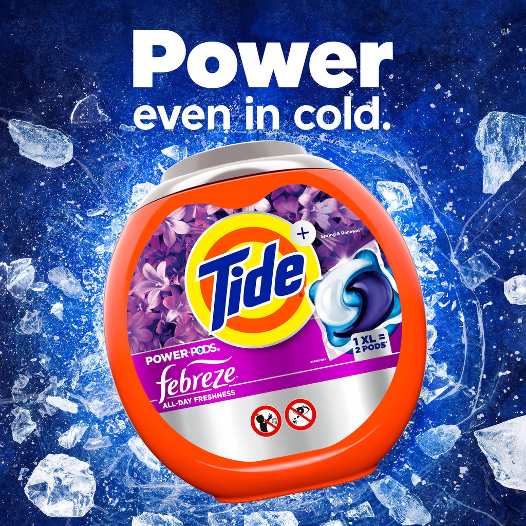Tide Power PODS Laundry Detergent Pacs with Febreze Odor Eliminators Spring & Renewal 45 Count