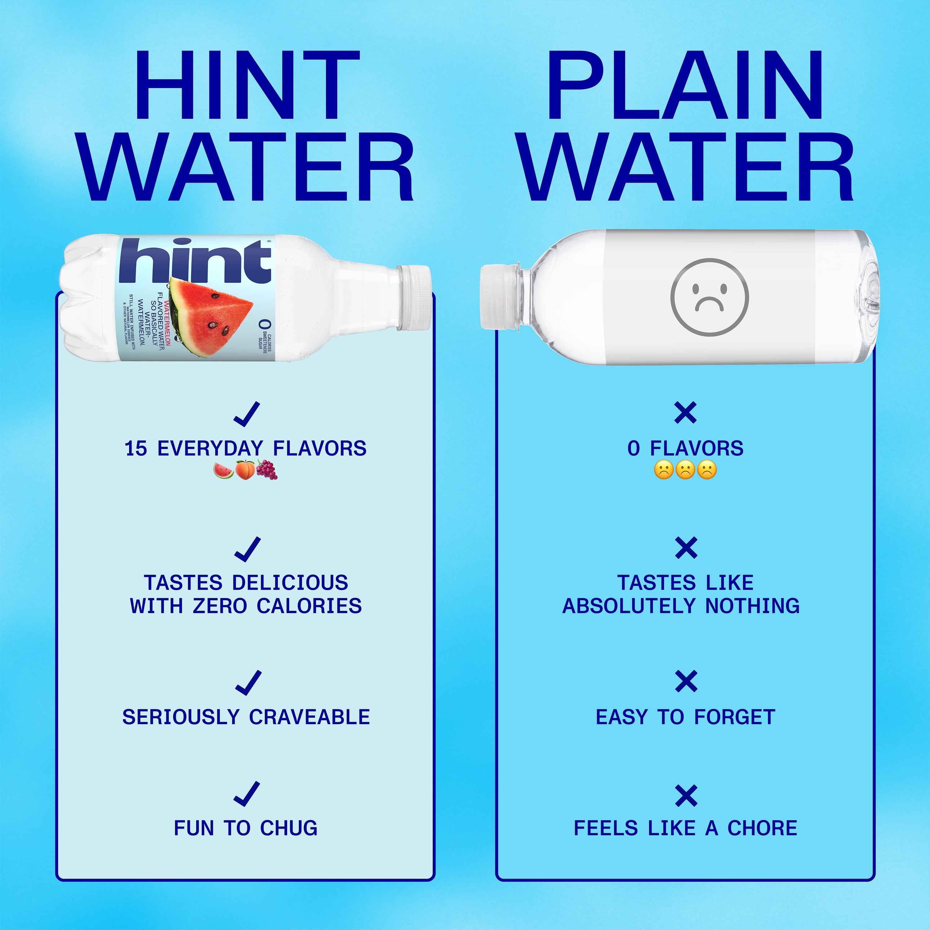 Hint Blue 4-Flavor Variety Pack Flavored Water 16 fl oz 12 Pack Plastic Bottles