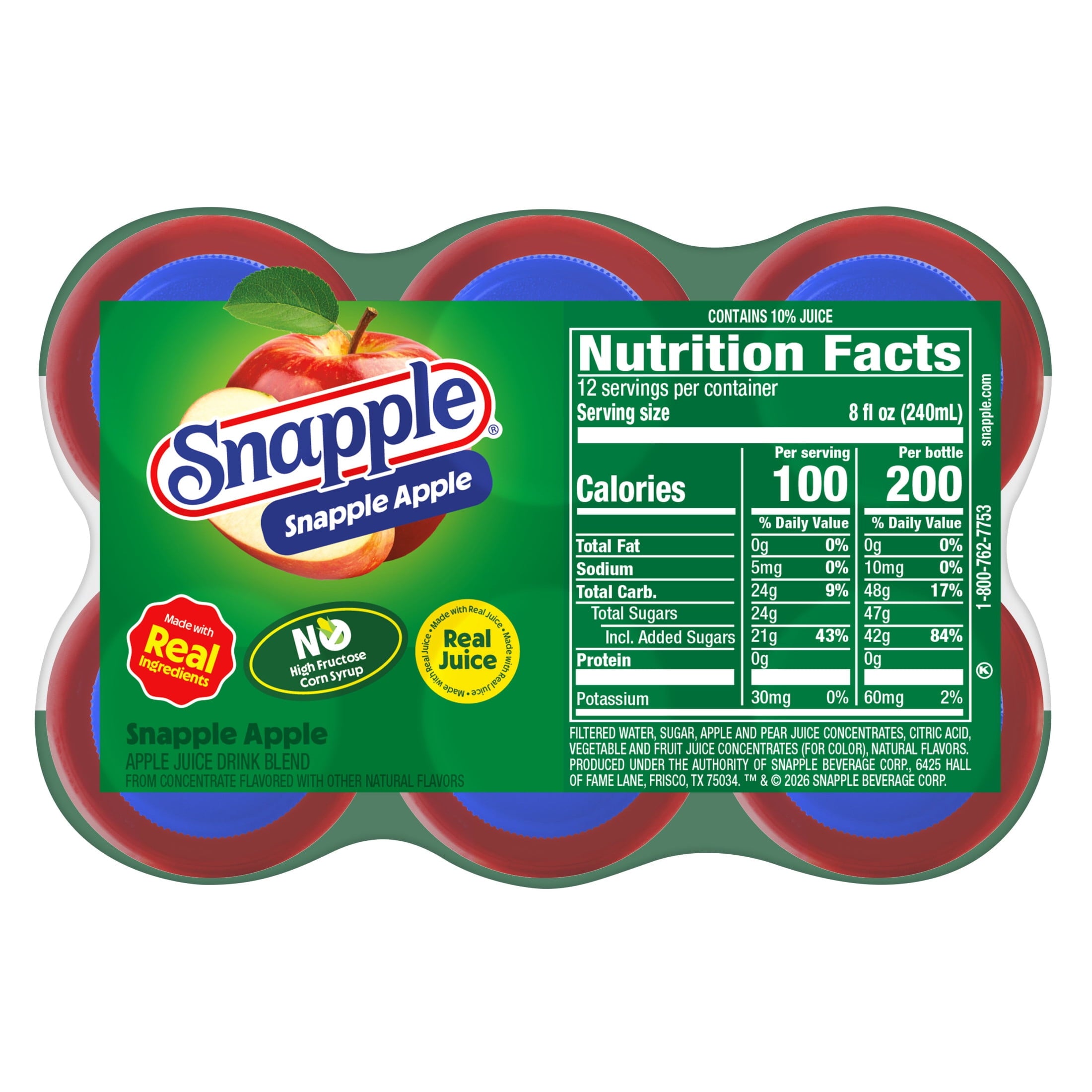 Snapple Apple Juice Drink 16 fl oz 6 Pack