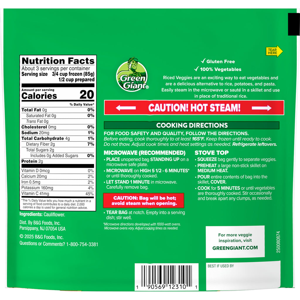 Green Giant Riced Veggies Cauliflower Frozen 10 Oz