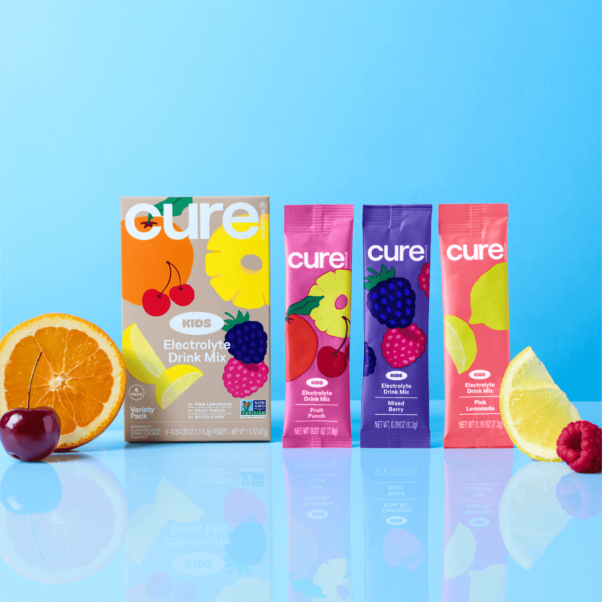 Cure Hydration Kids Coconut Water Electrolyte Drink Mix Variety Pack 6 Count