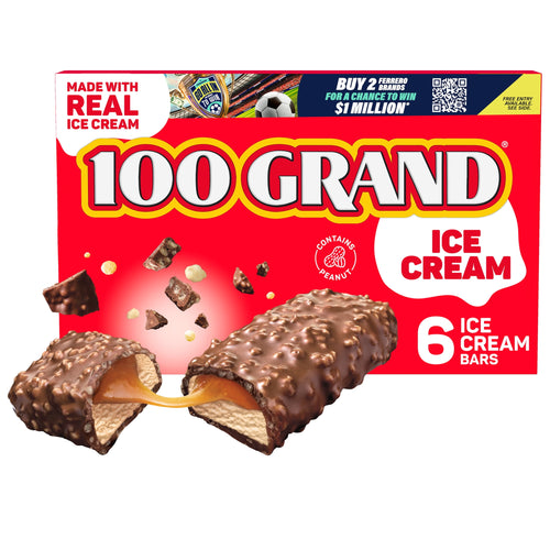 100 Grand Ice Cream Bars Caramel Crispy Crunchies Chocolatey Coating 6 Count 12 Fl Oz