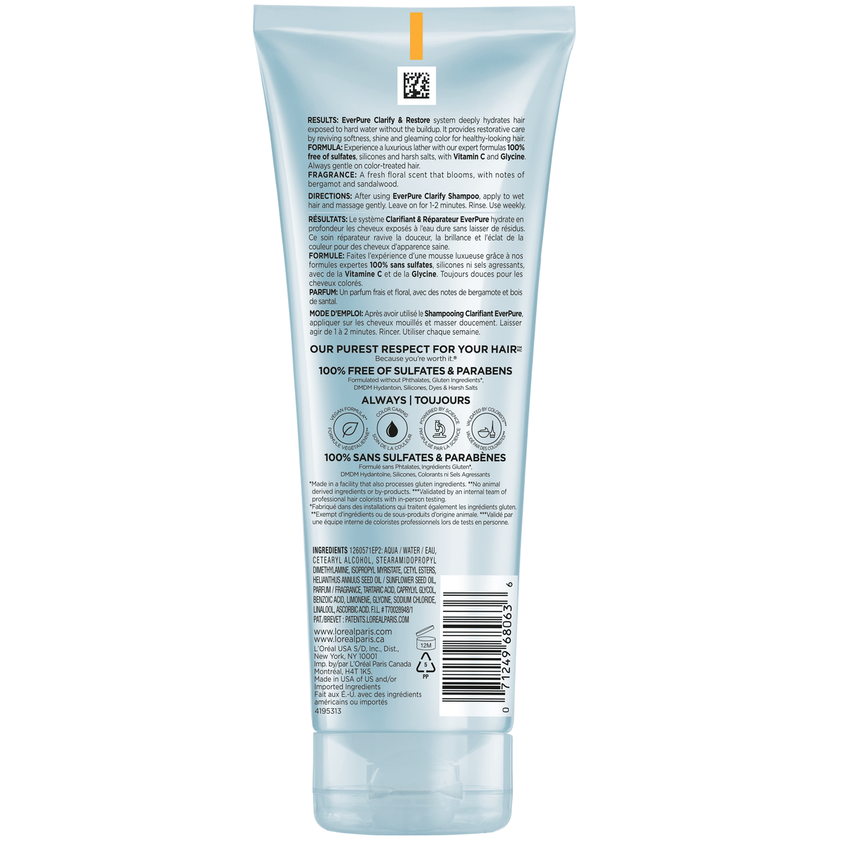 L'Oreal Paris EverPure Sulfate Free Restoring Conditioner with Antioxidants 6.8 fl oz