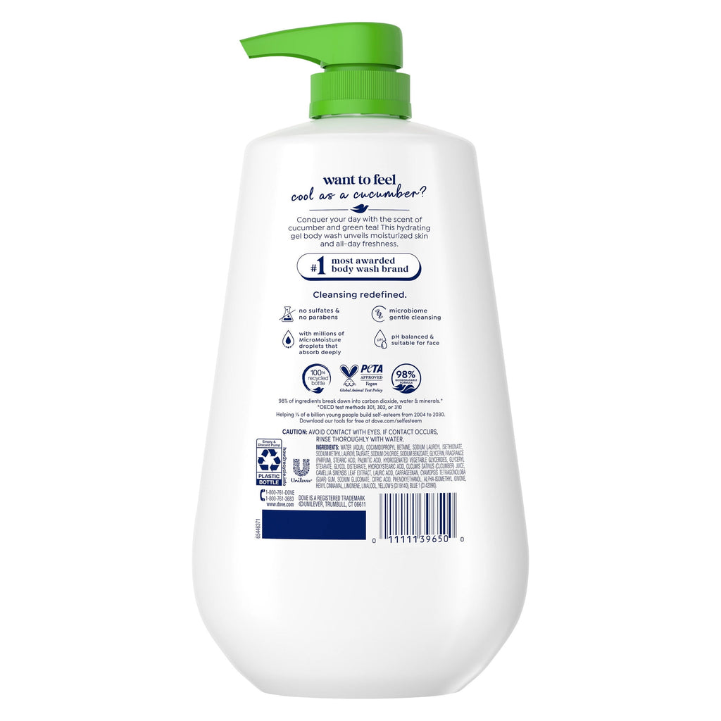 Dove Refreshing Body Wash Cucumber & Green Tea Moisturizing Skin Cleanser 30.6 fl oz