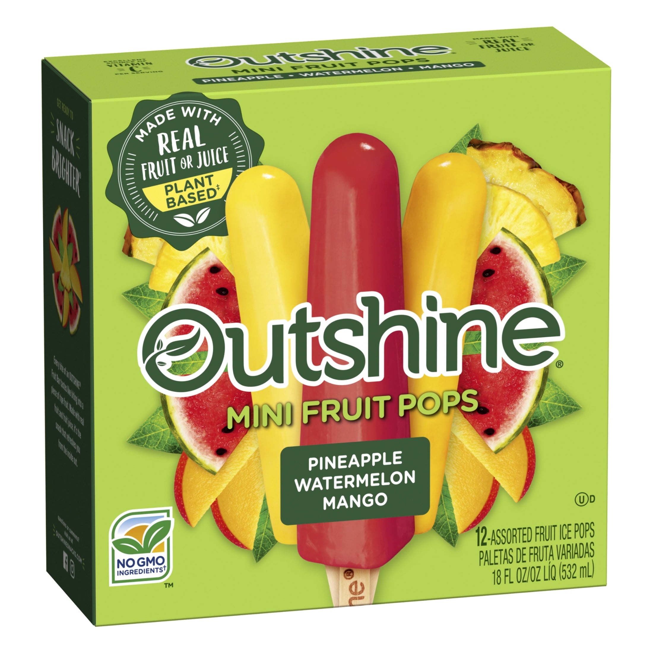 Outshine Pineapple Watermelon Mango Mini Fruit Pops 12 Count 18 Fl Oz