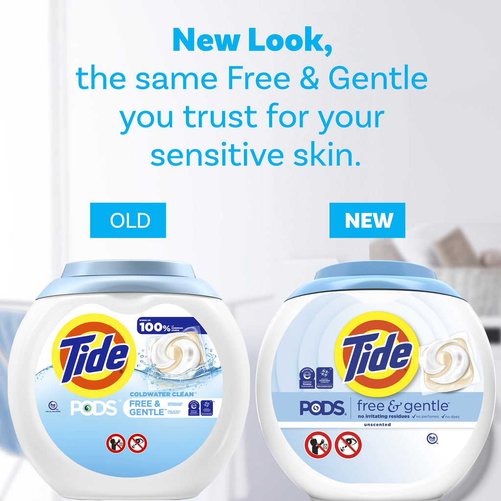 Tide PODS Free & Gentle Laundry Detergent Pacs Unscented 57 Count
