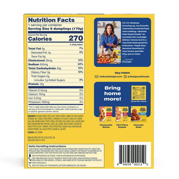 Feel Good Foods Gluten-Free Chicken Soup Dumplings 6 Oz