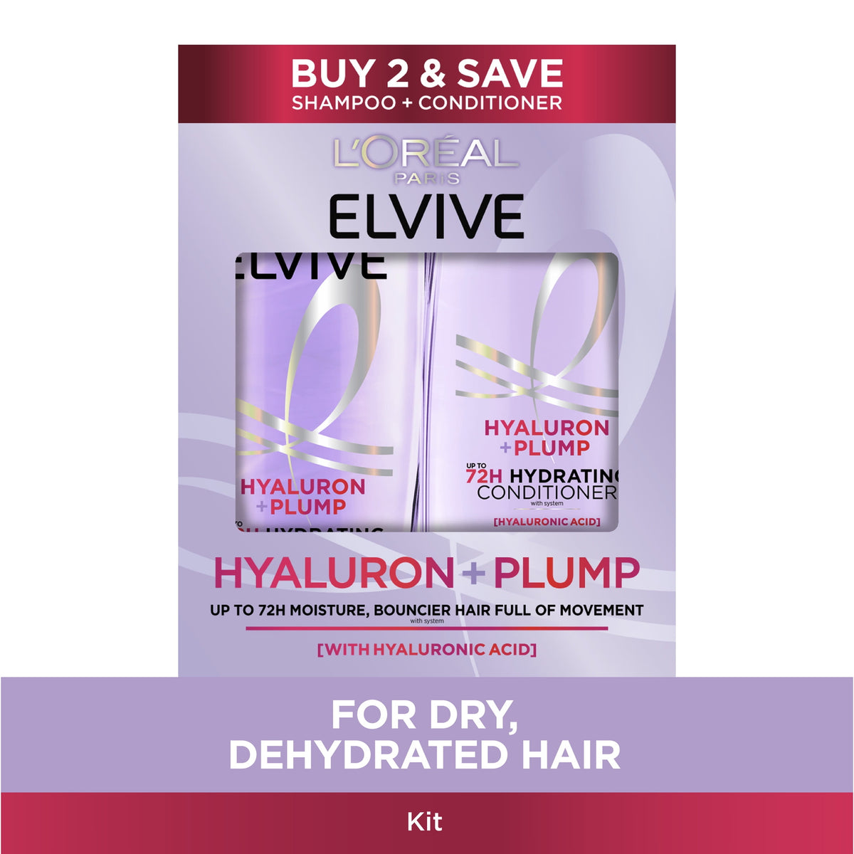 L'Oreal Paris Elvive Hyaluron Plump Hydrating Shampoo & Conditioner Set 25.2 fl oz