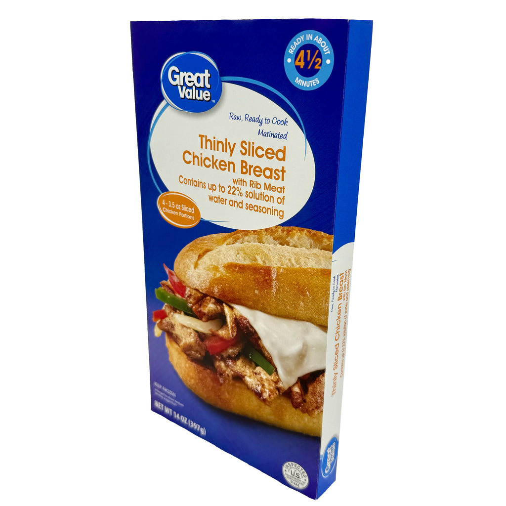 Great Value Seasoned Thinly Sliced Chicken Philly Frozen 14 Oz