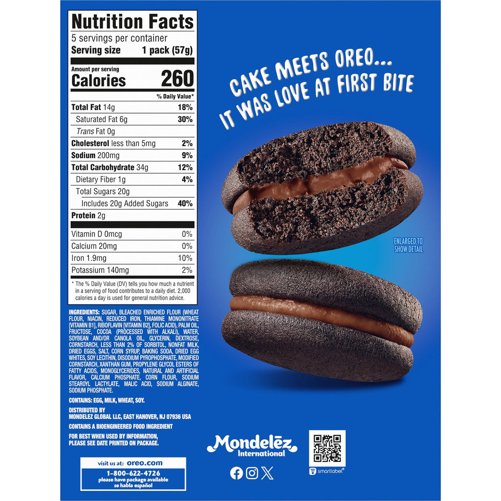 Double Chocolate Soft Snack Cakes 10 Oz 5 Count Oreo Cakesters