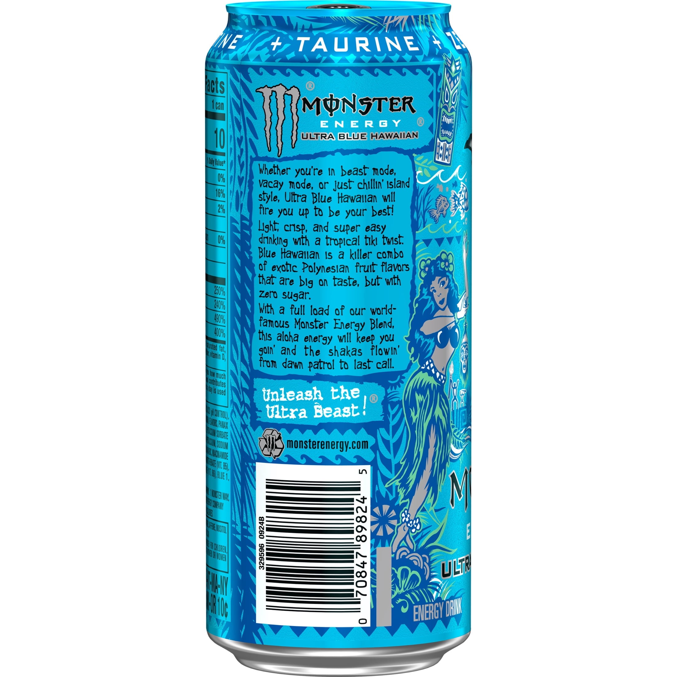 Monster Energy Ultra Blue Hawaiian Sugar Free Energy Drink 16 fl oz Single Can