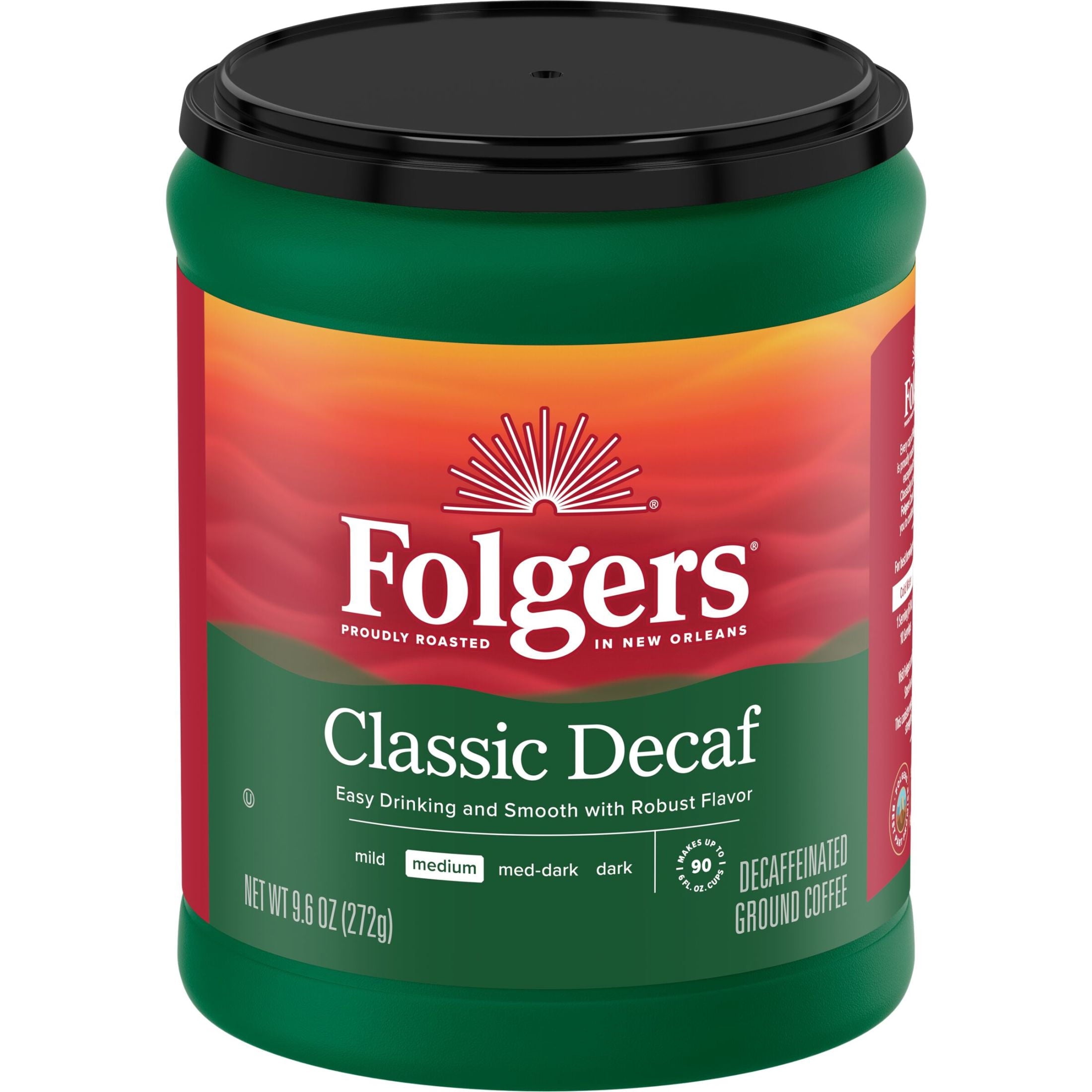 Folgers Classic Decaf Medium Roast Ground Coffee 9.6 oz Canister