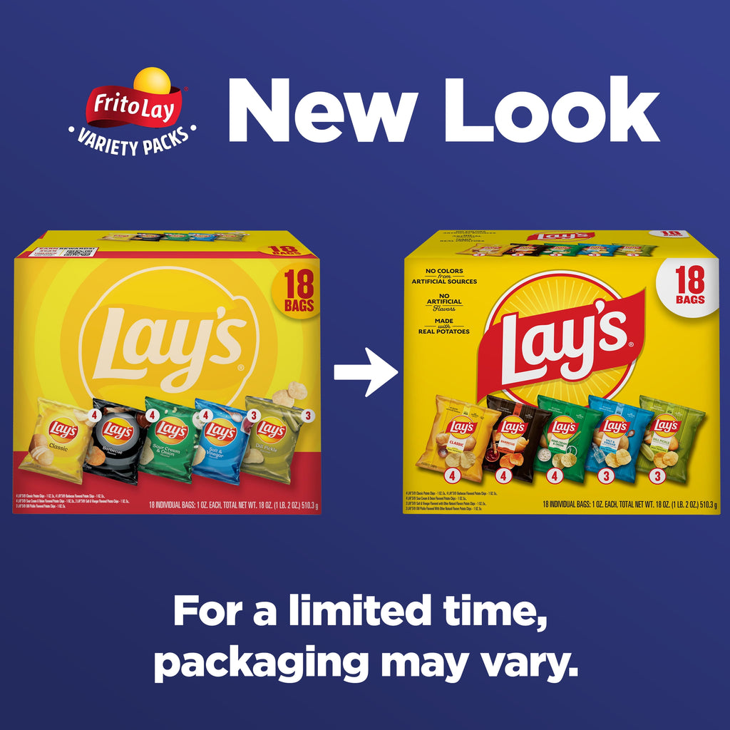 Variety Pack Potato Chips 30 Oz 18 Count Lay's