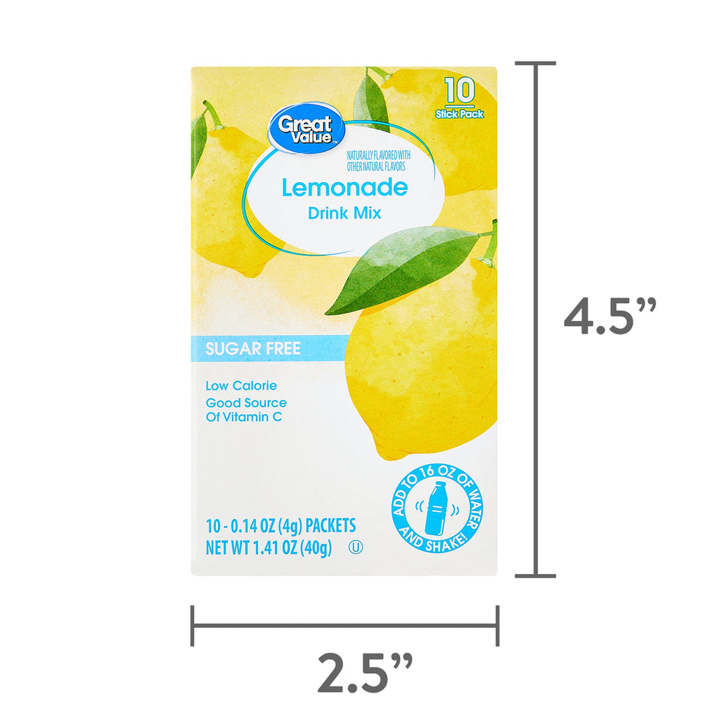 Great Value Sugar-Free Lemonade Drink Mix Packets 0.14 oz 10 Count