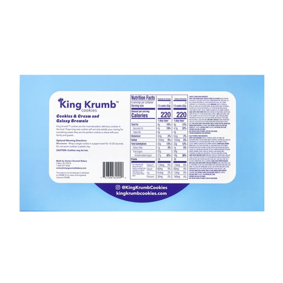 Giant Bakery Cookies Cookies and Cream Galaxy Brownie 11 Oz 2 Count King Krumb