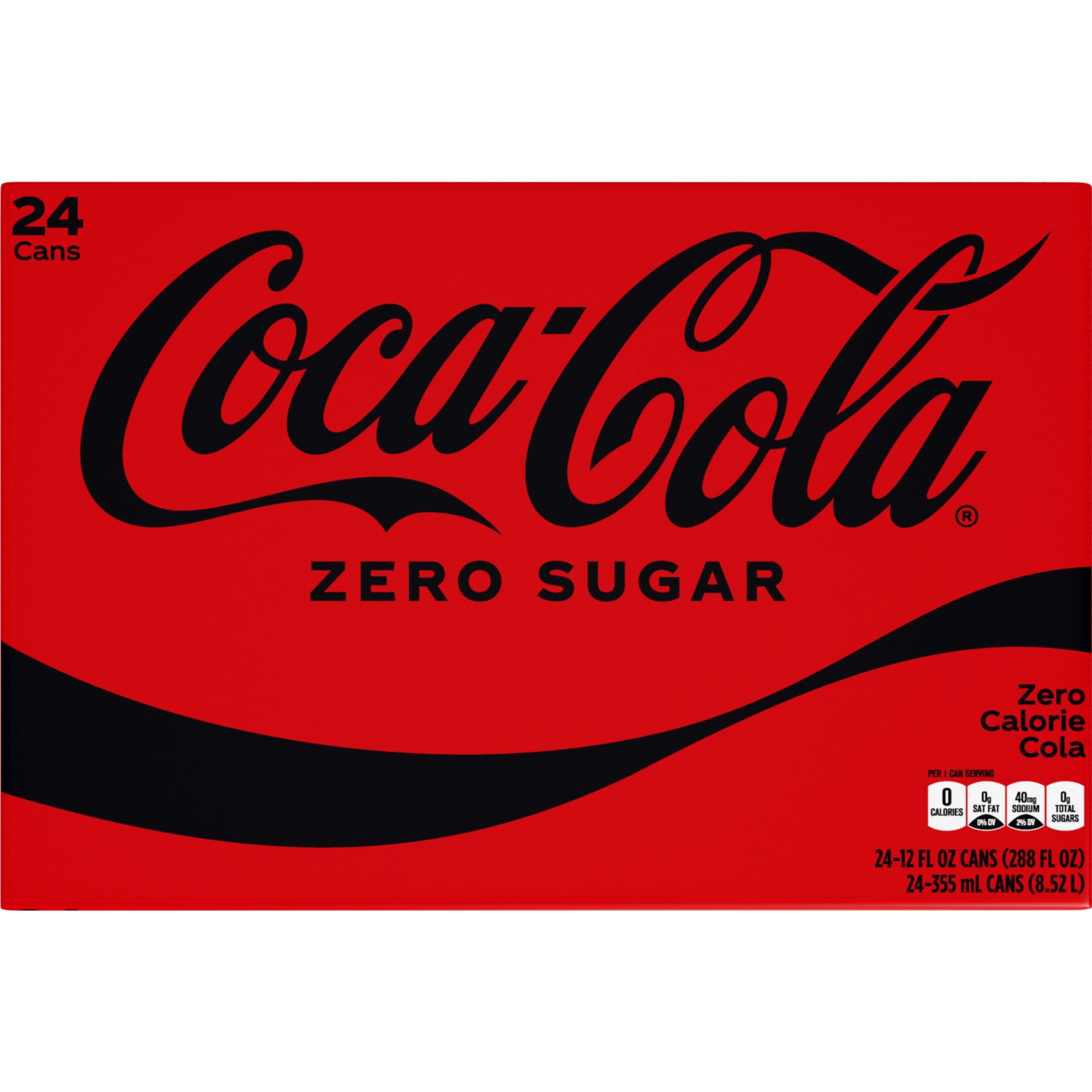 Zero Sugar Soda Pop Cans 12 Fl Oz 24 Pack Coca-Cola