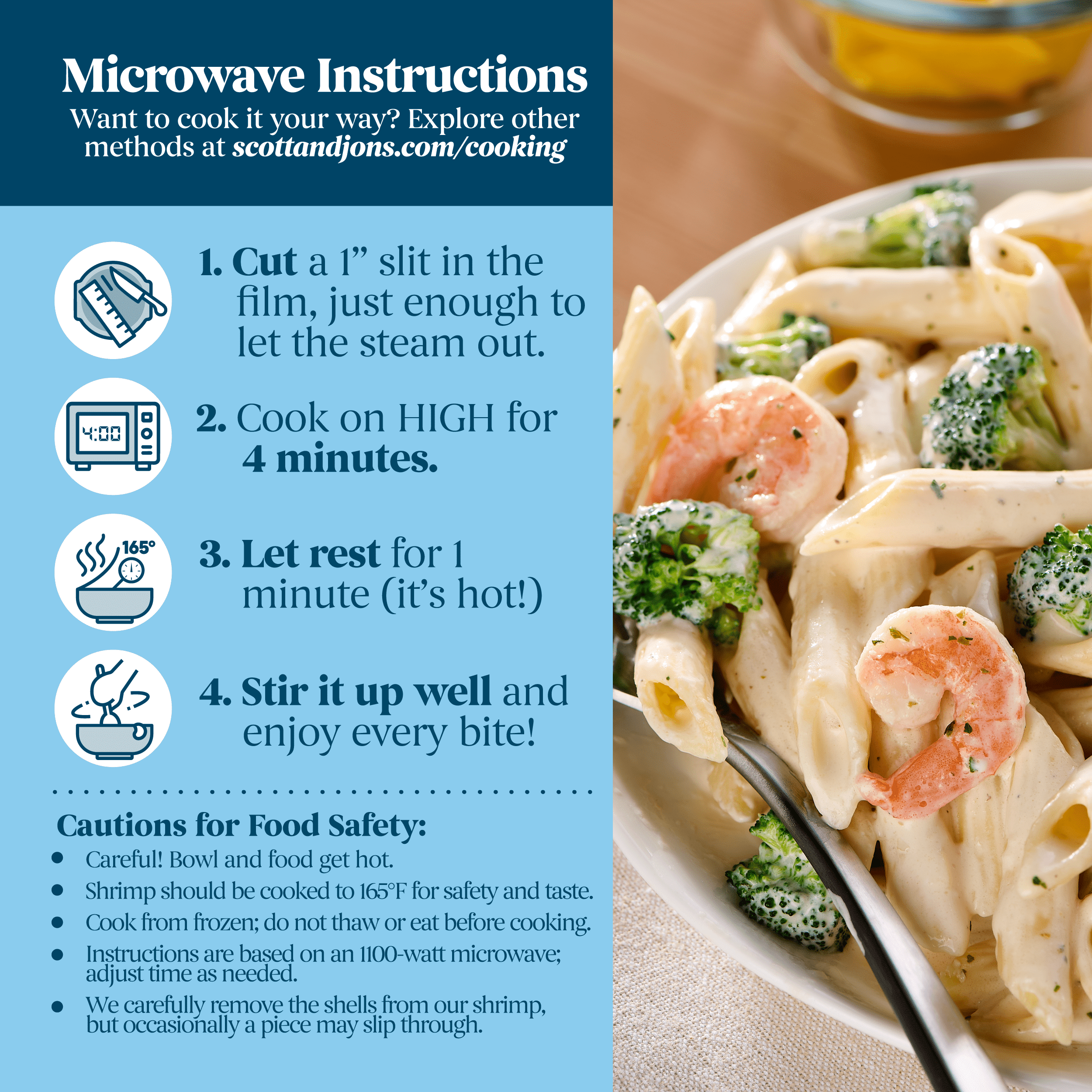 Scott & Jon's Shrimp Alfredo Pasta Frozen Meal 9.6 Oz