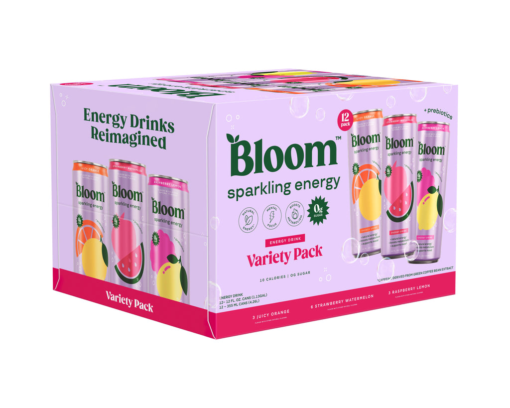 Bloom Nutrition Sparkling Energy Drink Variety Pack 12 fl oz Cans 12 Pack