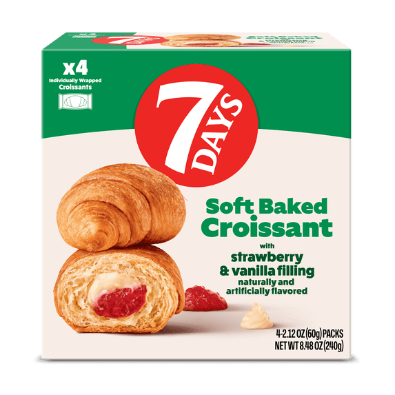 Soft Croissant Strawberry Vanilla 2.12 Oz 4 Count 7Days