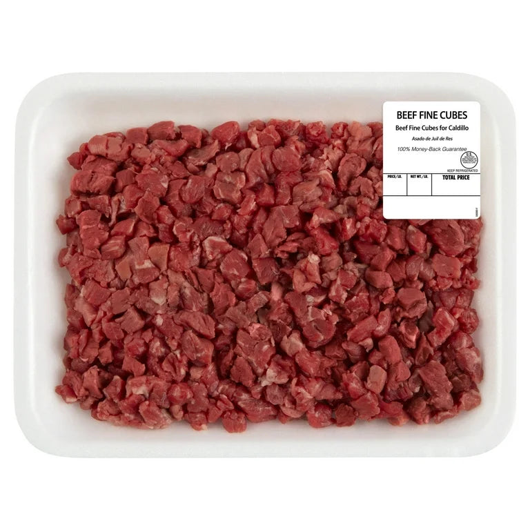 Beef Fine Cubes for Tacos, Tray, Fresh, 0.30 - 0.75 lb