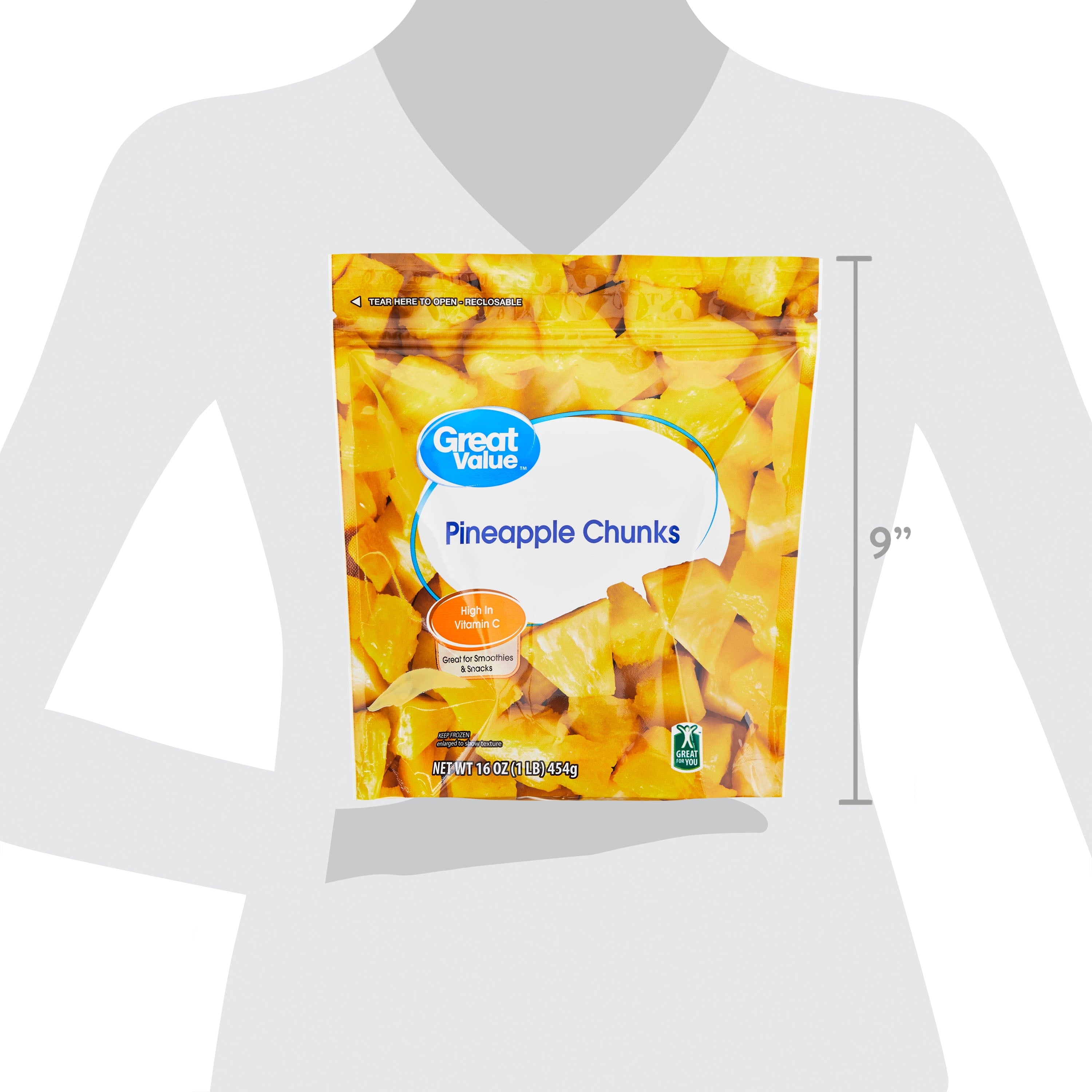 Great Value Pineapple Chunks Frozen 16 Oz