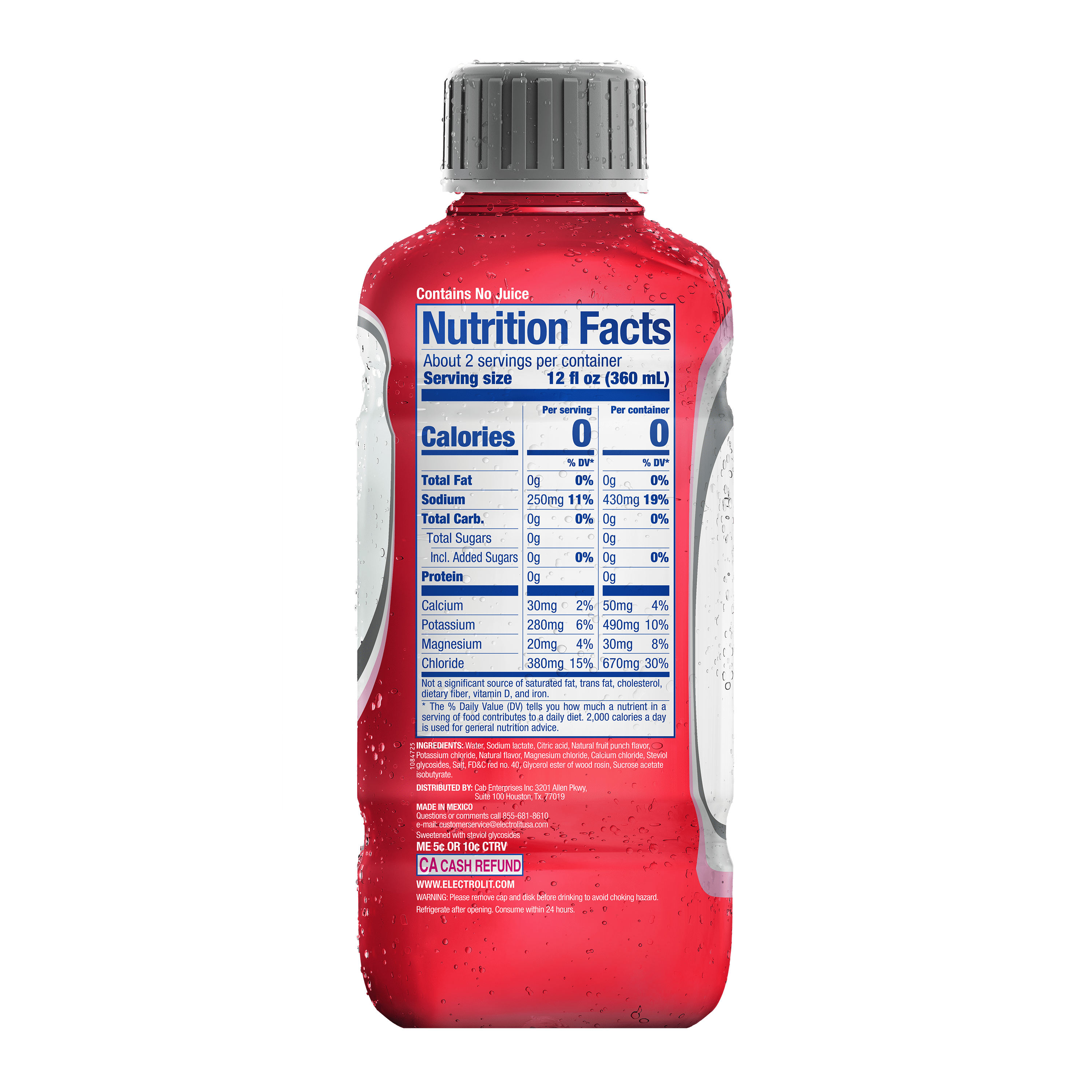 Electrolit Zero Sugar-Free Fruit Punch Sports Drink 21 fl oz
