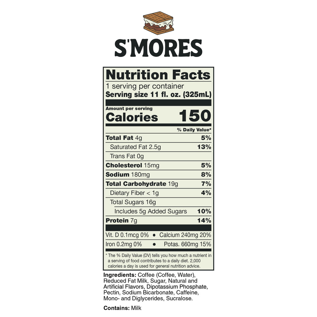 Bones Coffee Company S'mores Naturally Caffeinated Medium Roast Cold Brew Latte 11 fl oz Can