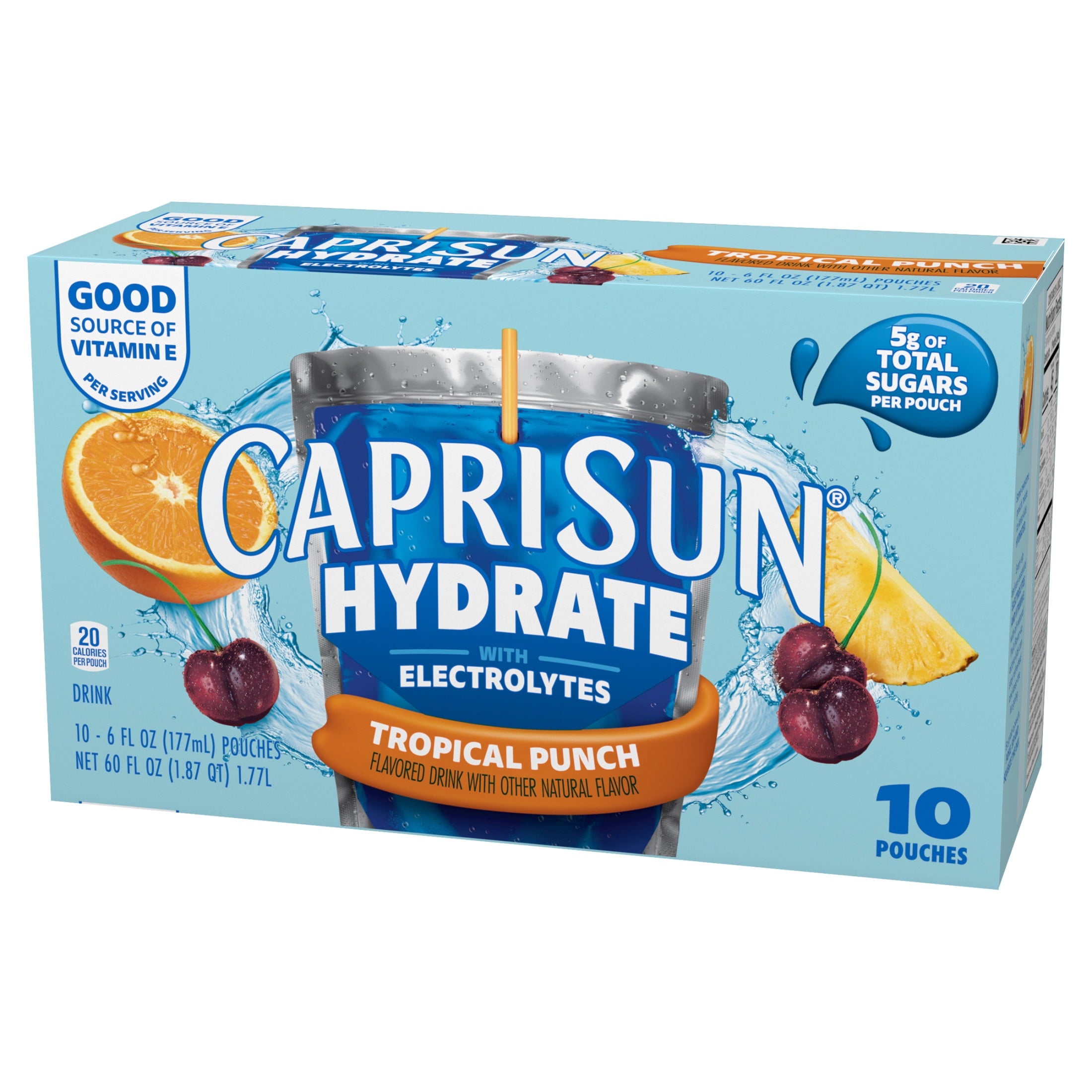 Capri Sun Hydrate with Electrolytes Tropical Punch Flavored Drink 6 fl oz Pouches 10 Count