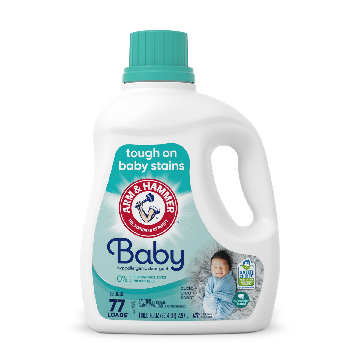 ARM & HAMMER Baby Hypoallergenic Liquid Laundry Detergent Cuddly Clean 100.5 fl oz 77 Loads