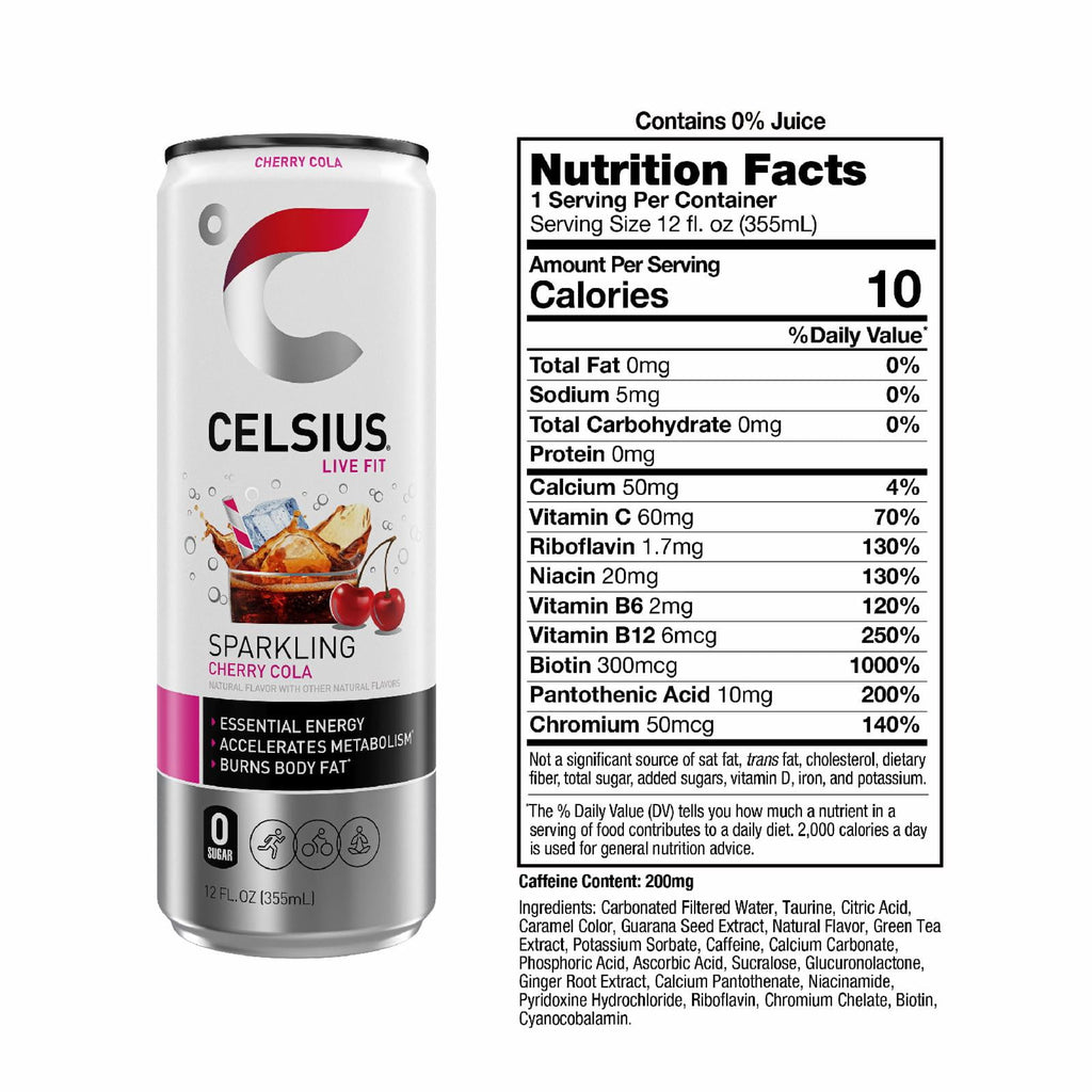 CELSIUS Sparkling Cherry Cola Functional Energy Drink 12 fl oz Single Can