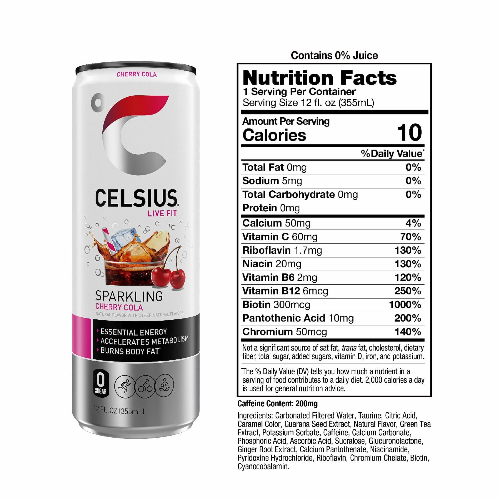 CELSIUS Sparkling Cherry Cola Functional Energy Drink 12 fl oz Single Can