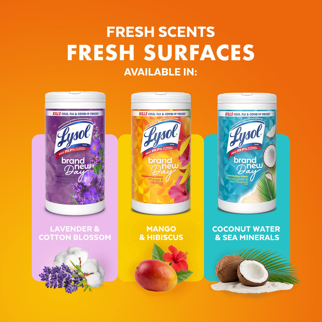Lysol Disinfecting Wipes Mango & Hibiscus Scent 80 Count