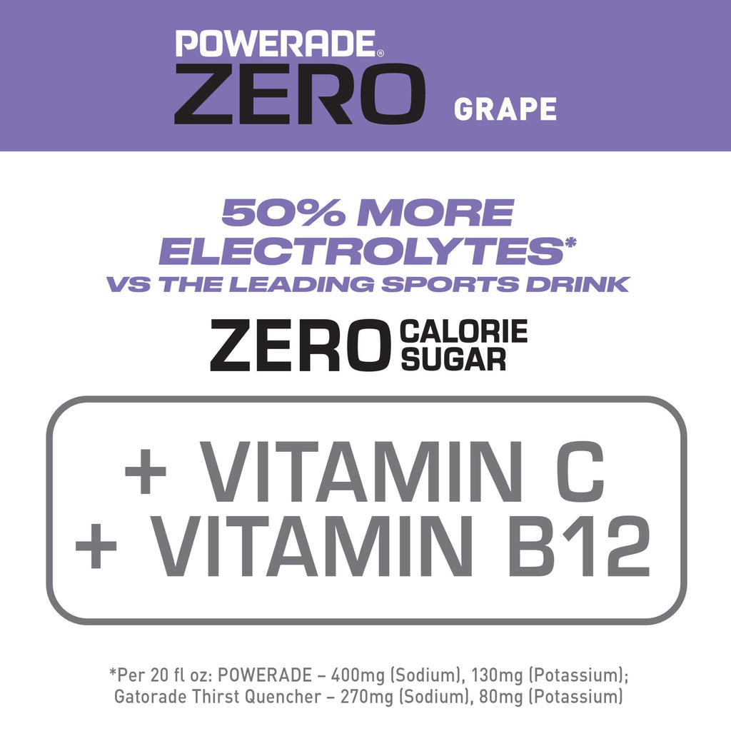 Powerade Zero Sugar Grape Electrolyte Sports Drink 20 fl oz 8 Count
