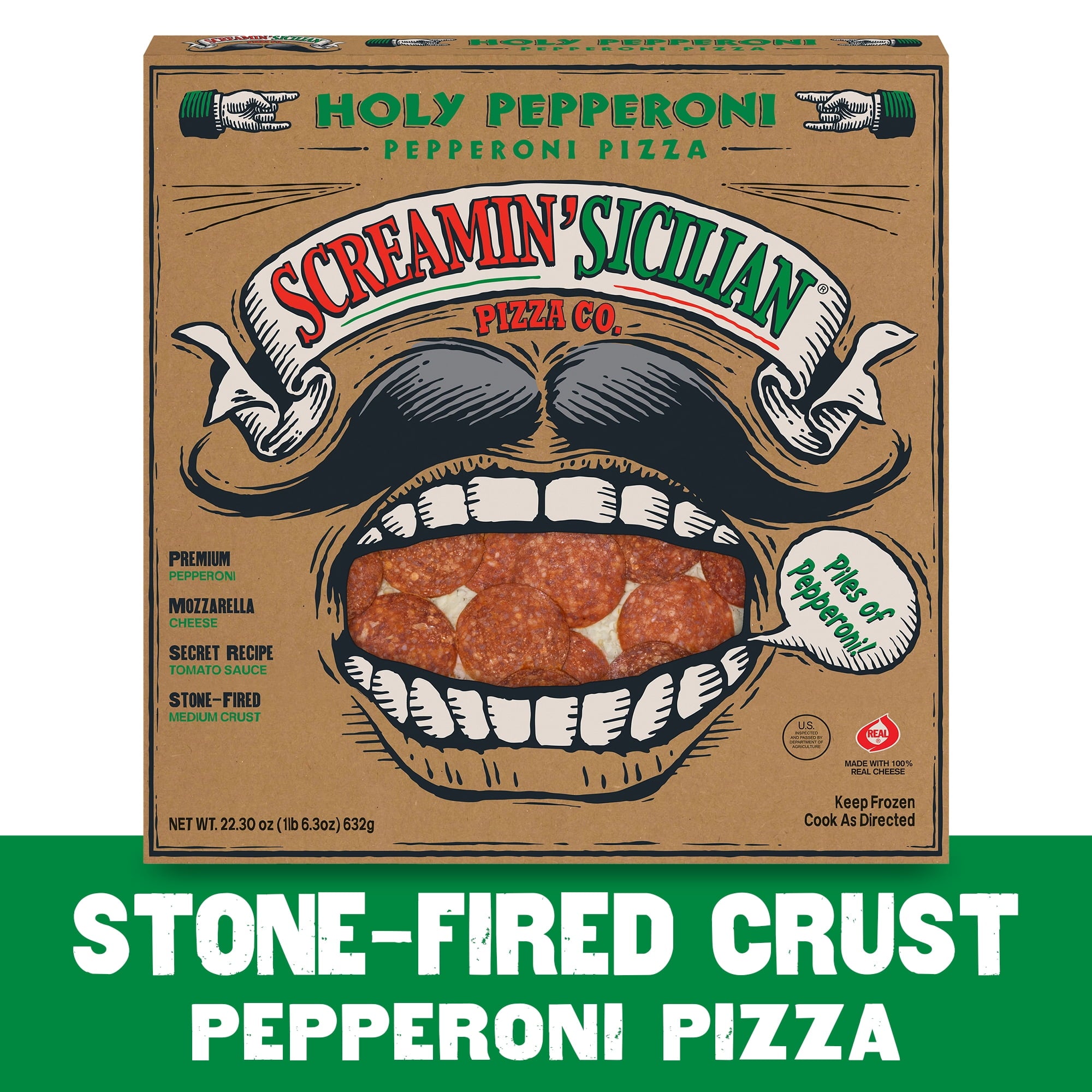 Screamin' Sicilian Holy Pepperoni Frozen Pizza 22.3 Oz