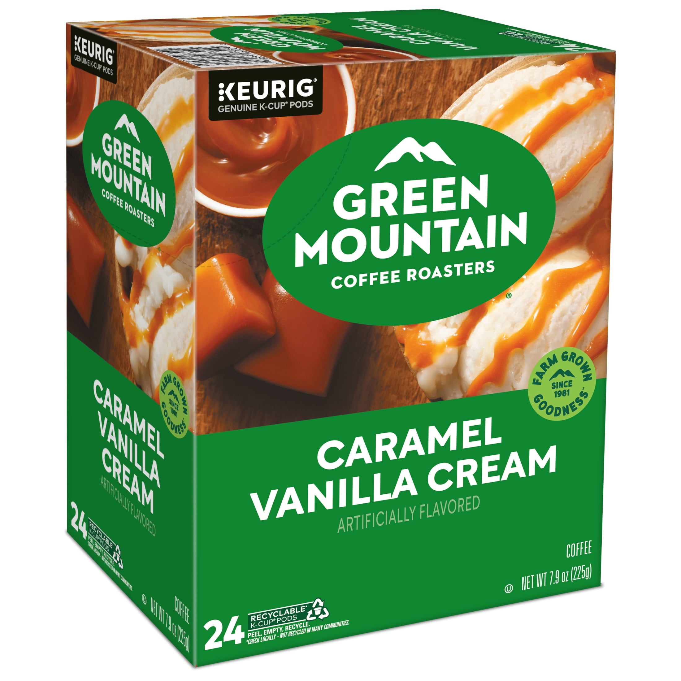 Green Mountain Coffee Roasters Caramel Vanilla Cream Light Roast K-Cup Coffee Pods 24 Count