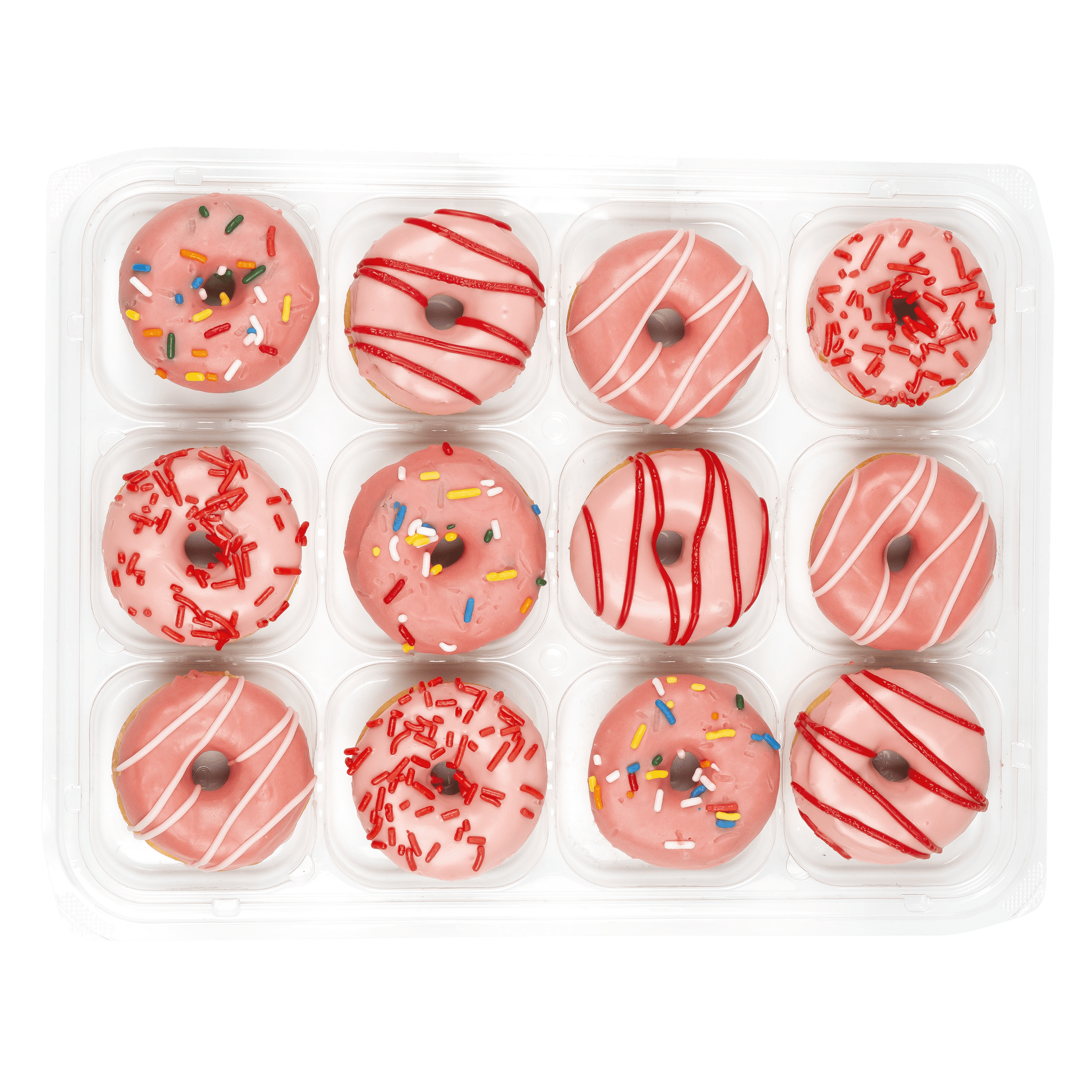 Strawberry Iced Mini Donuts 8 Oz 12 Count Freshness Guaranteed