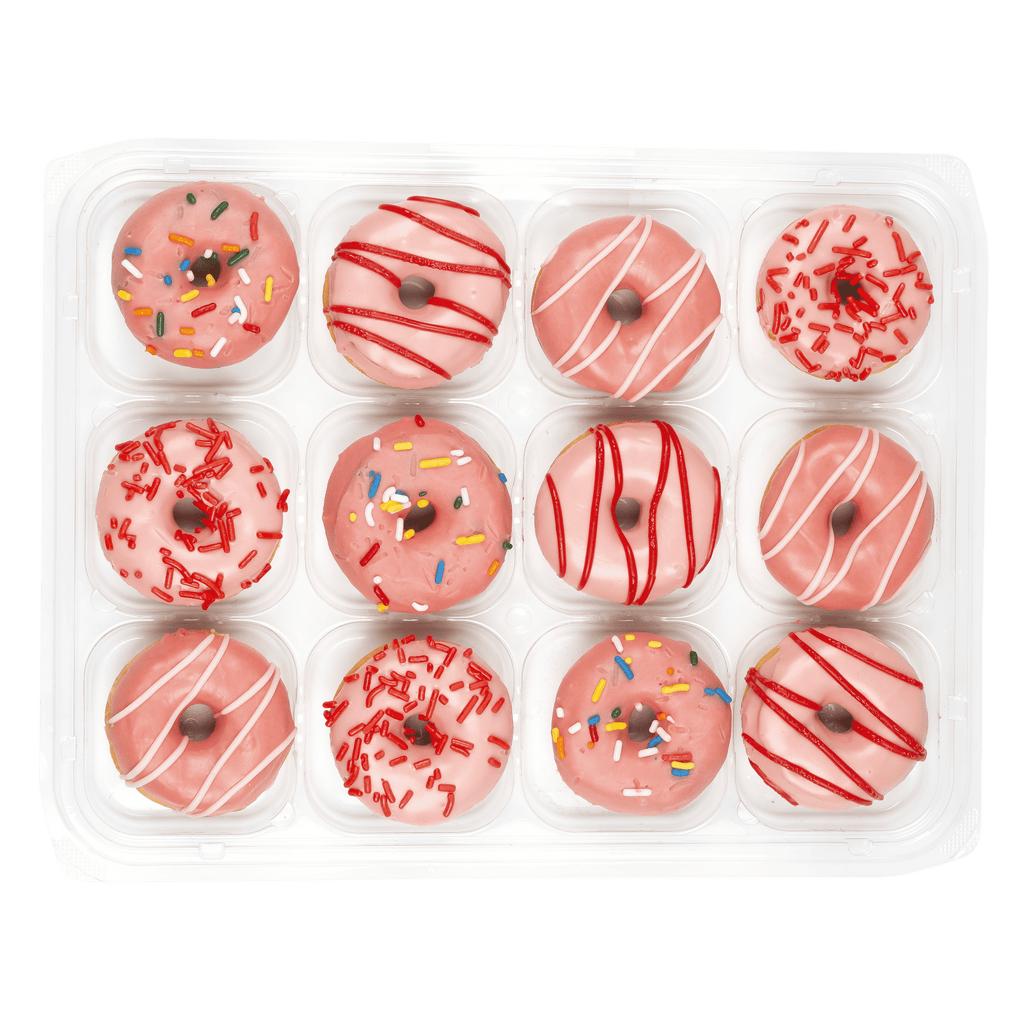 Strawberry Iced Mini Donuts 8 Oz 12 Count Freshness Guaranteed