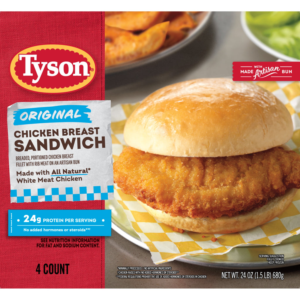 Tyson Original Frozen Chicken Breast Sandwich 24 Oz 4 Count