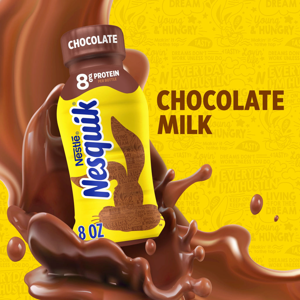 Nesquik Chocolate Low-Fat Milk Ready to Drink 8 fl oz Bottles 12 Pack