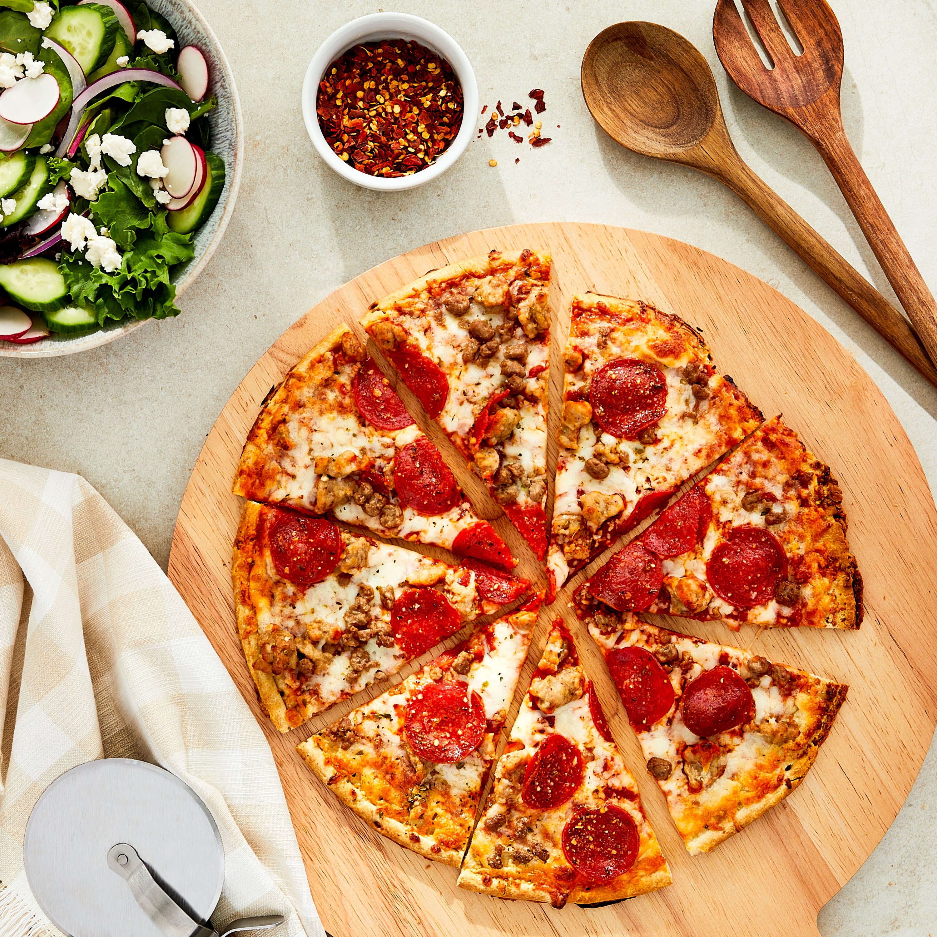 Great Value Thin Crust Three Meat Pizza 17.8 Oz Frozen