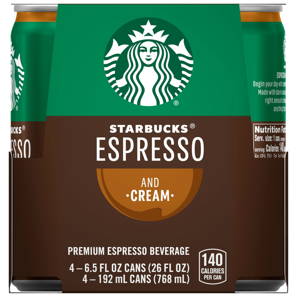 Starbucks Doubleshot Espresso & Cream Premium Coffee Drink 6.5 fl oz 4 Count