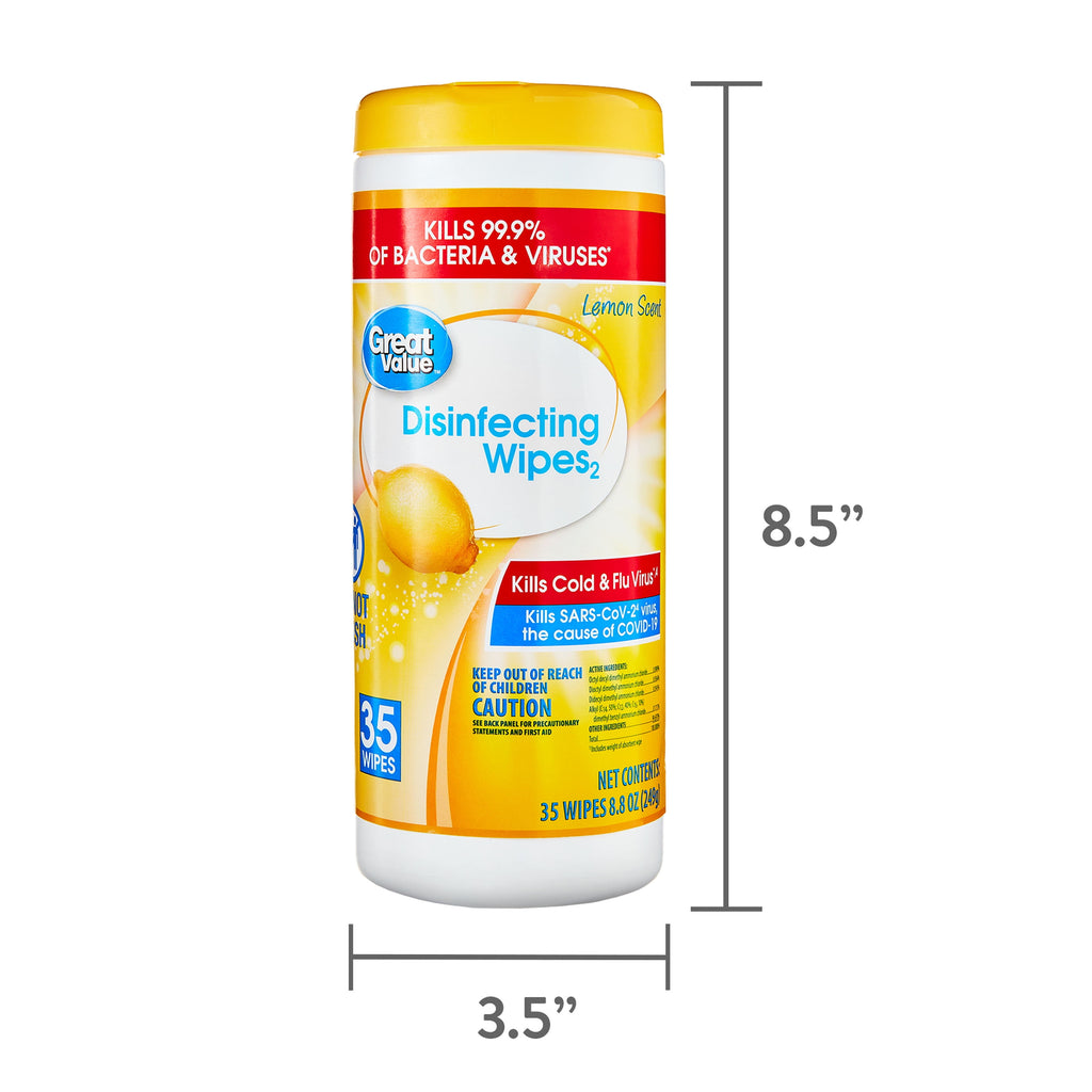 Great Value Disinfecting Wipes Lemon Scent 35 Count