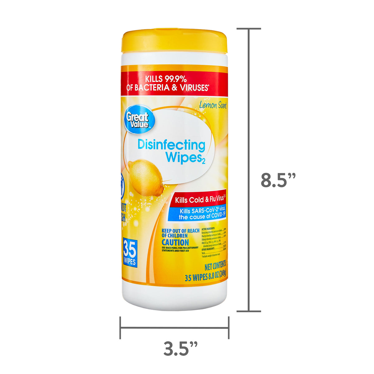 Great Value Disinfecting Wipes Lemon Scent 35 Count