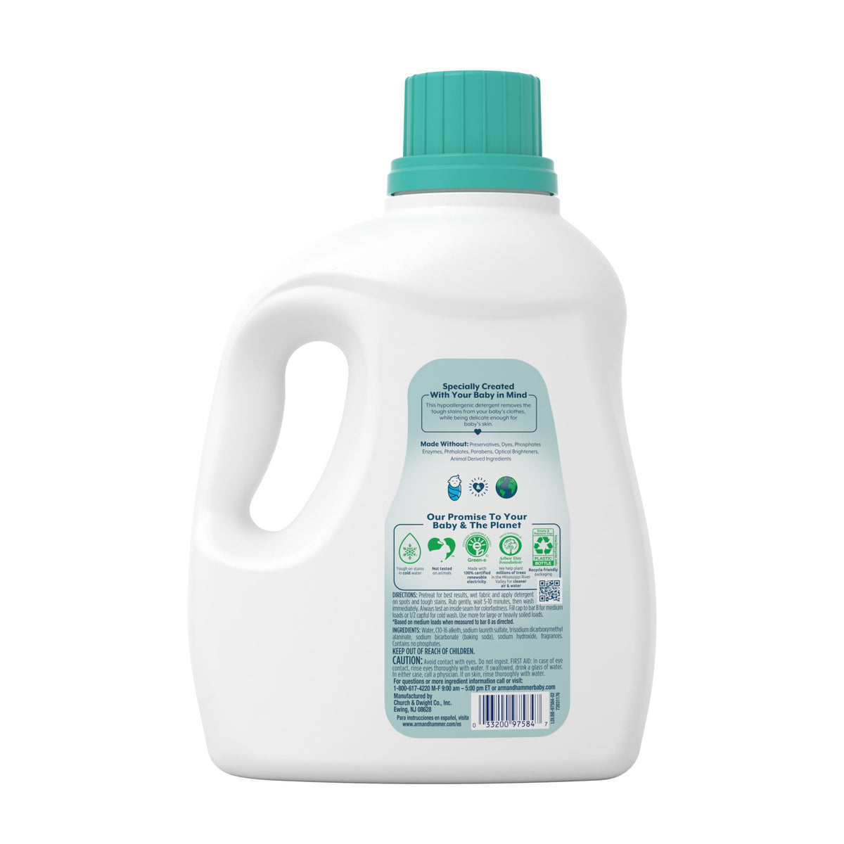 ARM & HAMMER Baby Hypoallergenic Liquid Laundry Detergent Cuddly Clean 100.5 fl oz 77 Loads