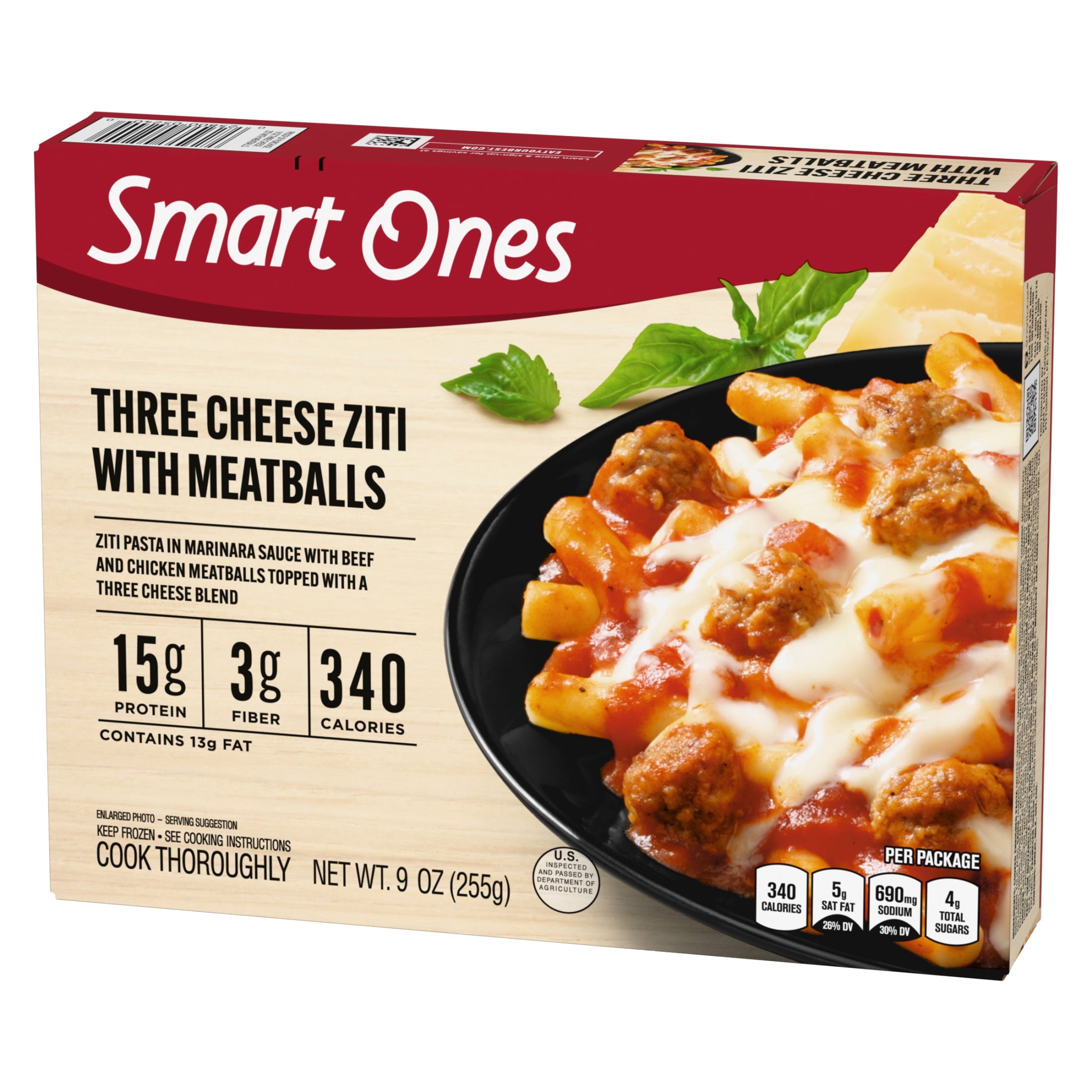 Smart Ones Three Cheese Ziti With Meatballs Frozen Meal 9 Oz