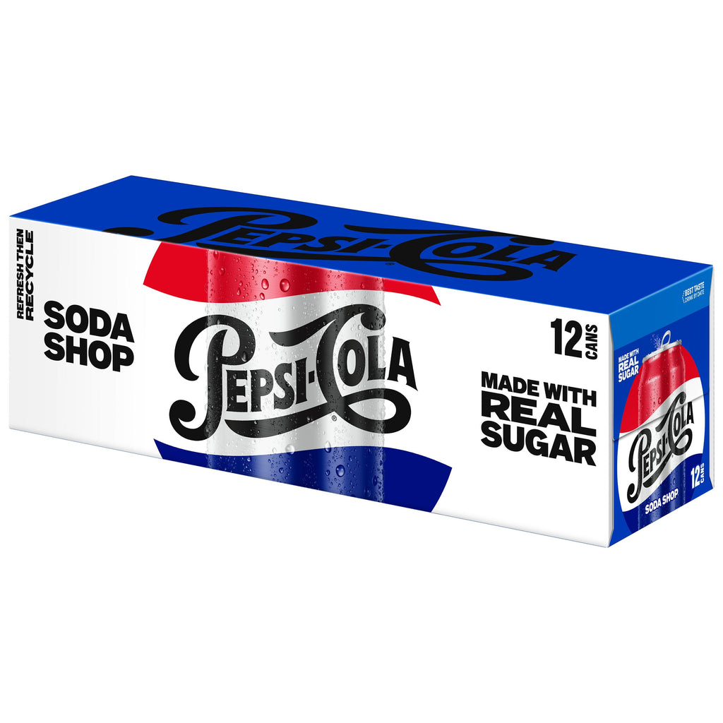 Pepsi Made with Real Sugar Cola Soda Pop Cans 12 Fl Oz 12 Pack