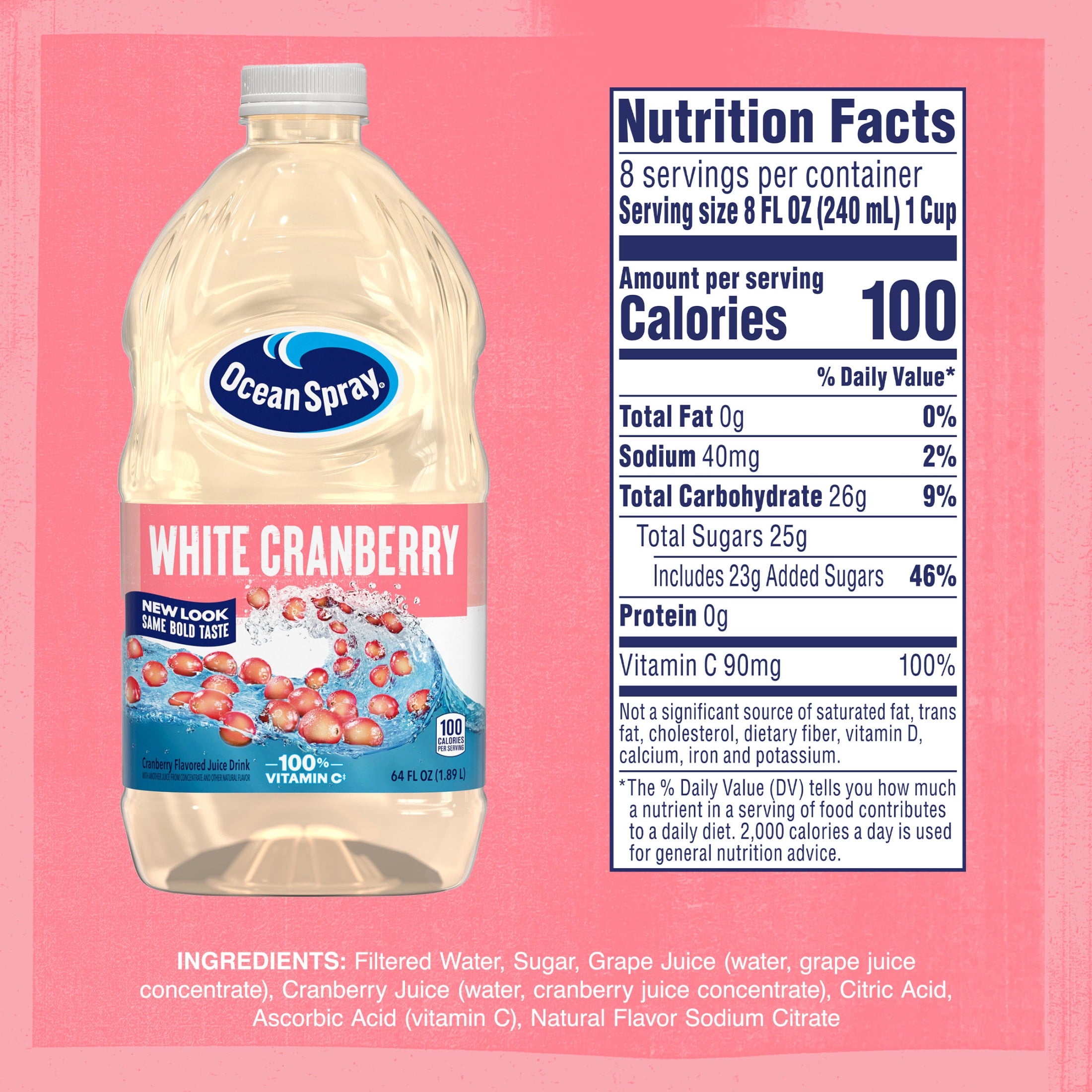 Ocean Spray White Cranberry Juice Drink 64 fl oz Bottle