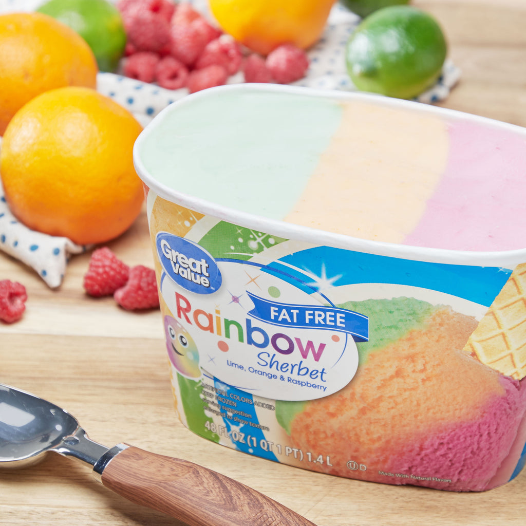 Great Value Fat Free Rainbow Sherbet 48 Fl Oz