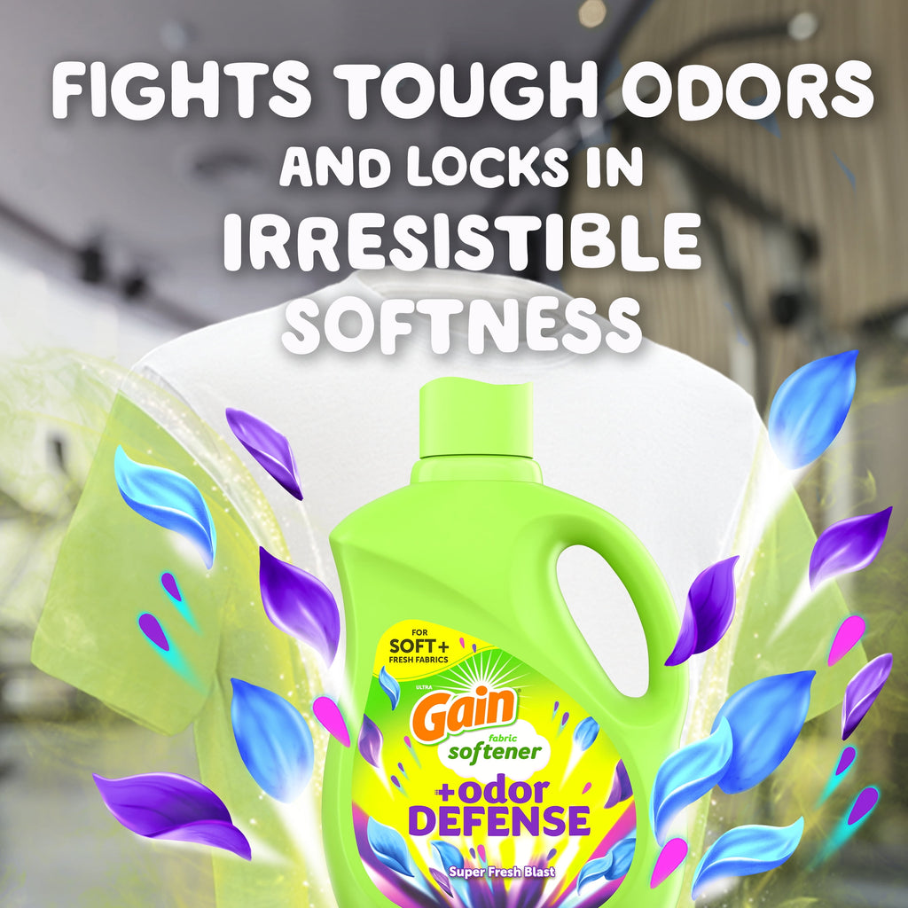 Gain Odor Defense Liquid Fabric Softener Super Fresh Blast Scent 35 fl oz 48 Loads